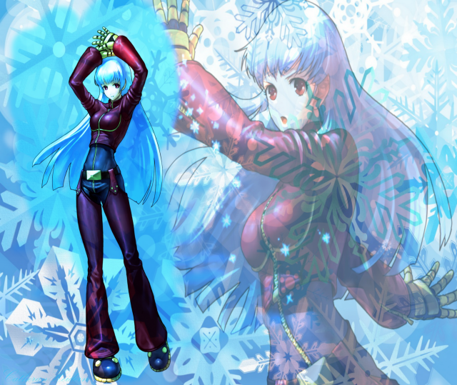 Anime couple snowflakes winter scene free wallpaper for desktop - medium preview image