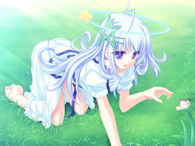 Girl laying ground star fish free wallpaper for desktop - medium preview image