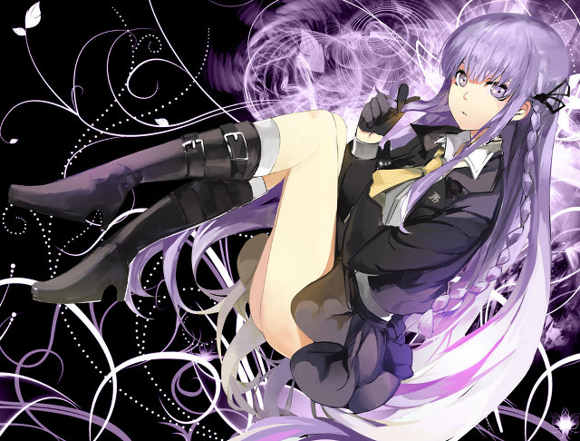 Purple haired gothic girl bubbles free wallpaper for desktop - medium preview image