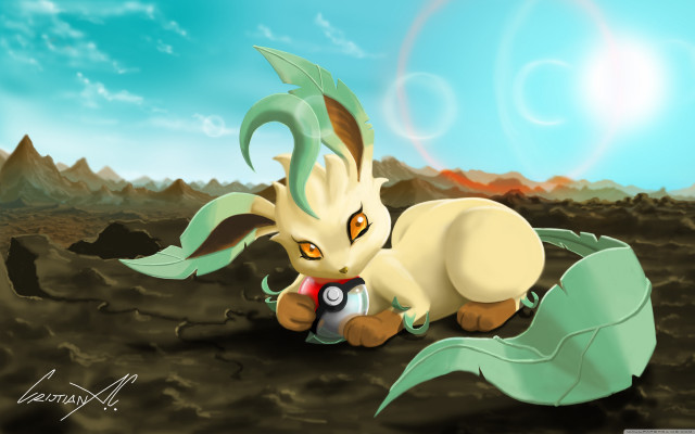 Pokemon sitting rock camera sky free wallpaper for desktop - medium preview image