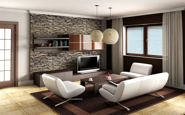 Living room tv white chairs #2 free wallpaper for desktop - medium preview image