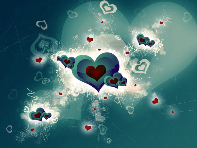 Heart surrounded music notes blue free wallpaper for desktop - medium preview image