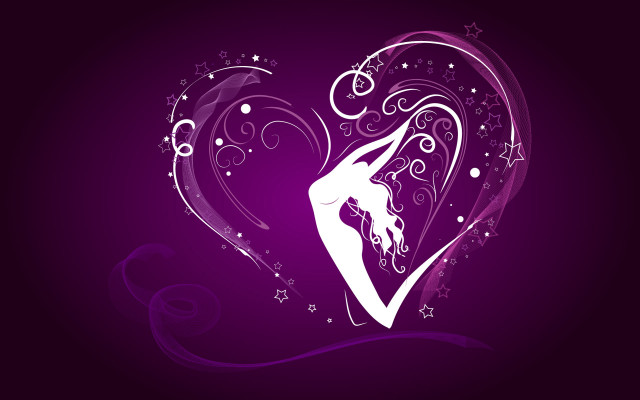 Woman dancing heart stars swirls free wallpaper for desktop - medium preview image