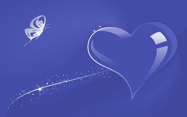 Heart butterfly blue sparkley line free wallpaper for desktop - medium preview image