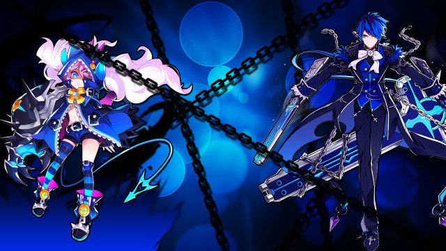 Anime characters blue background chains free wallpaper for desktop - medium preview image