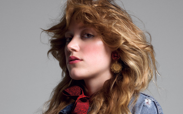 Woman long hair denim jacket free wallpaper for desktop - medium preview image