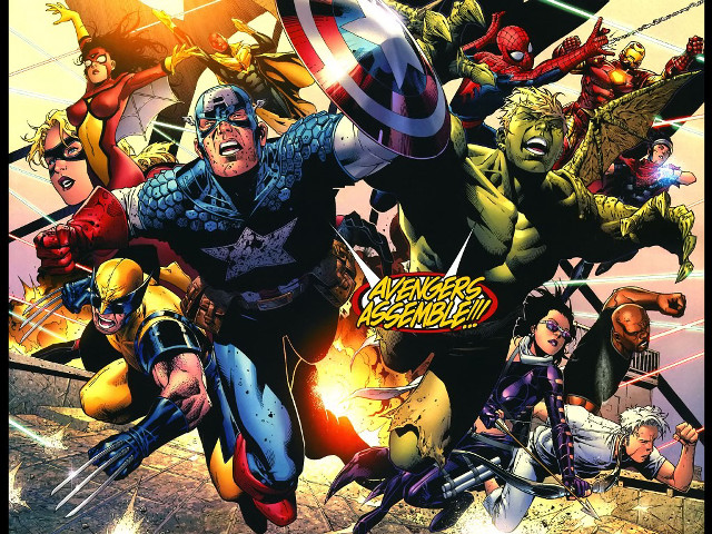Avengers group title comic book free wallpaper for desktop - medium preview image