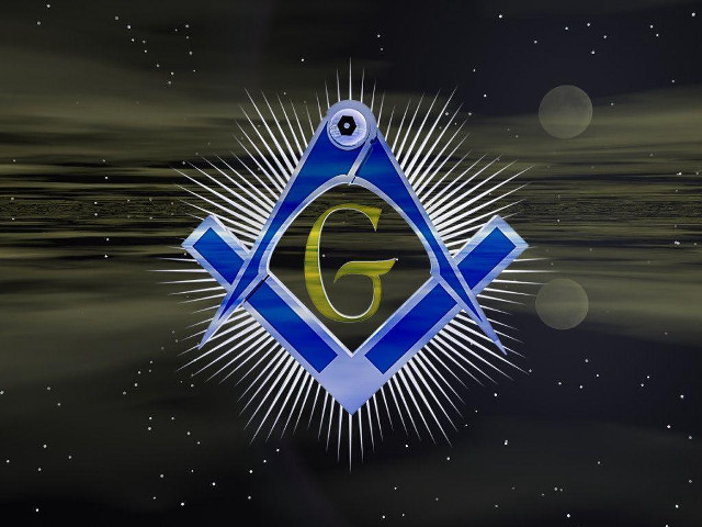 Blue yellow masonic symbol star free wallpaper for desktop - medium preview image