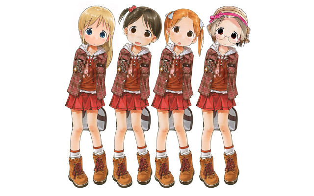 Girls red outfits heads tilted free wallpaper for desktop - medium preview image