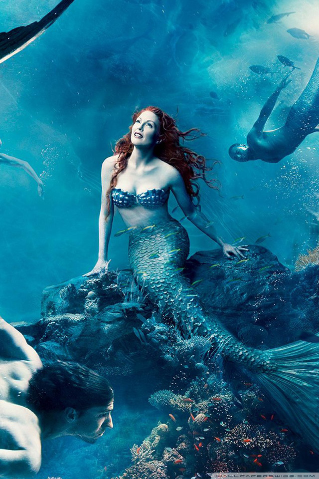 Mermaid blue dress underwater starry free wallpaper for mobile - medium preview image
