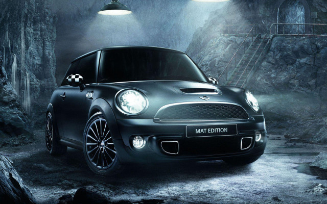 Black mini cooper cave headlight free wallpaper for desktop - medium preview image