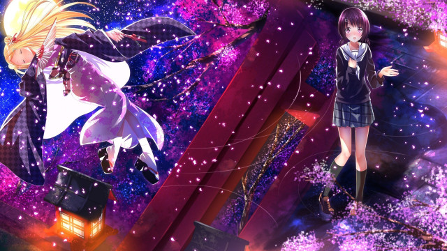 Girl flying short dress purple free wallpaper for desktop - medium preview image