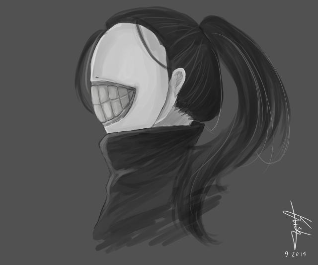 Woman ponytail smile drawing artwork free wallpaper for desktop - medium preview image