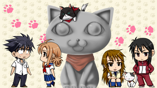 Anime characters group cat head free wallpaper for desktop - medium preview image