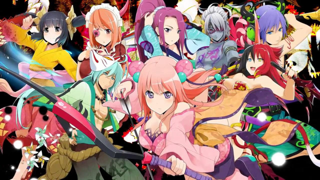 Anime girls swords fighting group free wallpaper for desktop - medium preview image