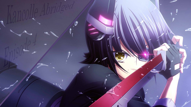 Girl knife sign monochrome advanced free wallpaper for desktop - medium preview image