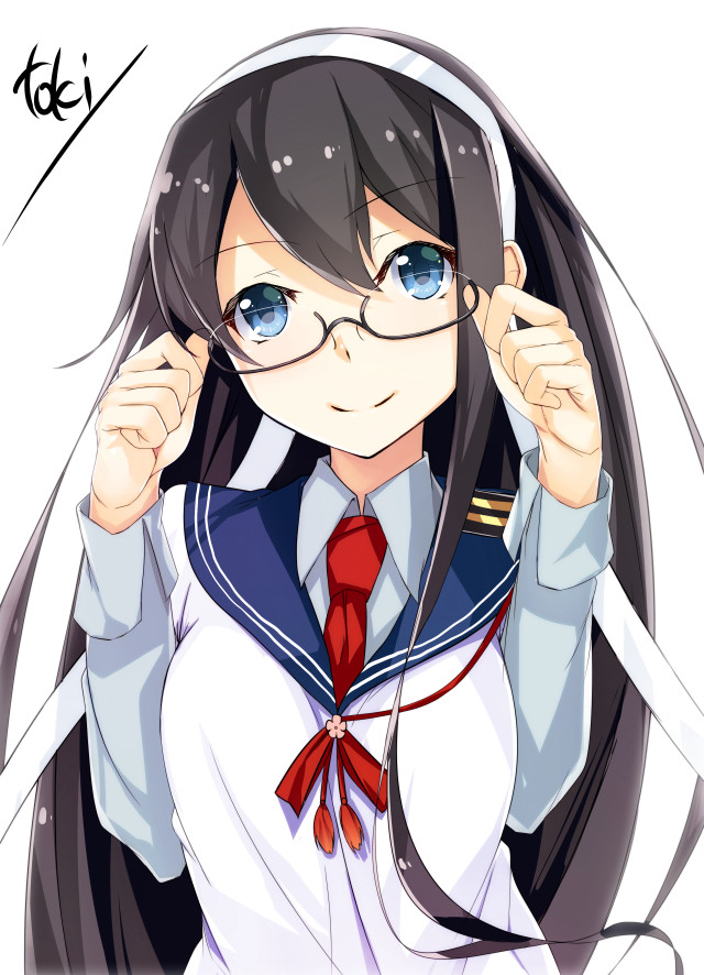 Girl glasses tie posing hands free wallpaper for mobile - medium preview image