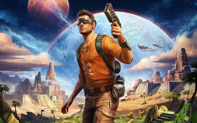 Man gun futuristic landscape giant free wallpaper for desktop - medium preview image