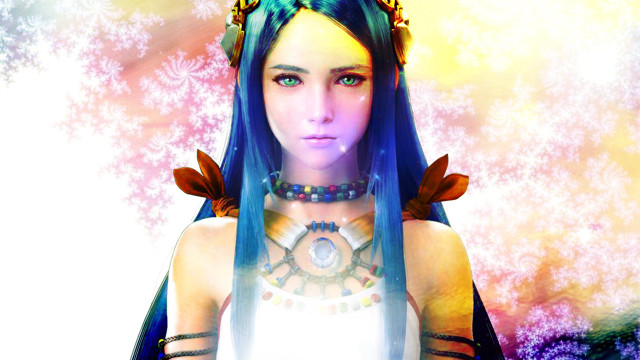 Woman blue hair crown white #2 free wallpaper for desktop - medium preview image