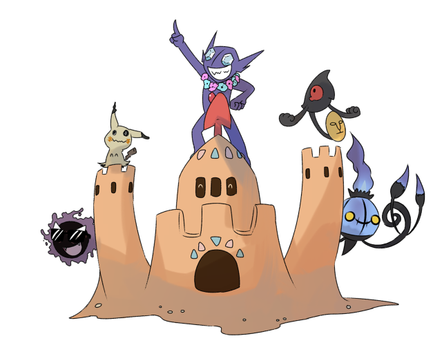 Cartoon sandcastle cat characters desert free wallpaper for desktop - medium preview image