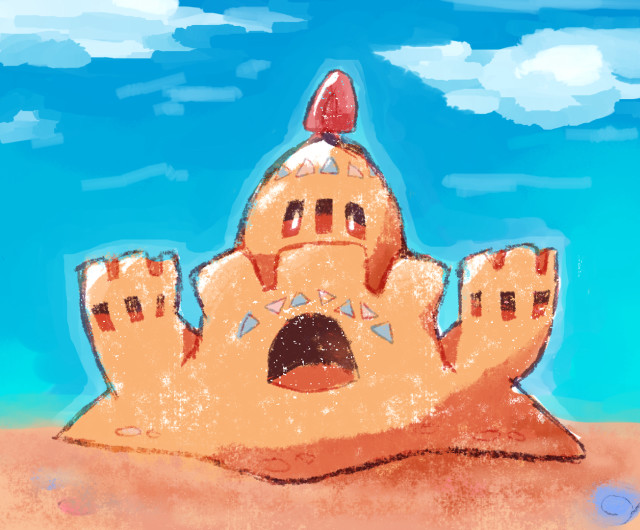Sand castle red hat blue free wallpaper for desktop - medium preview image