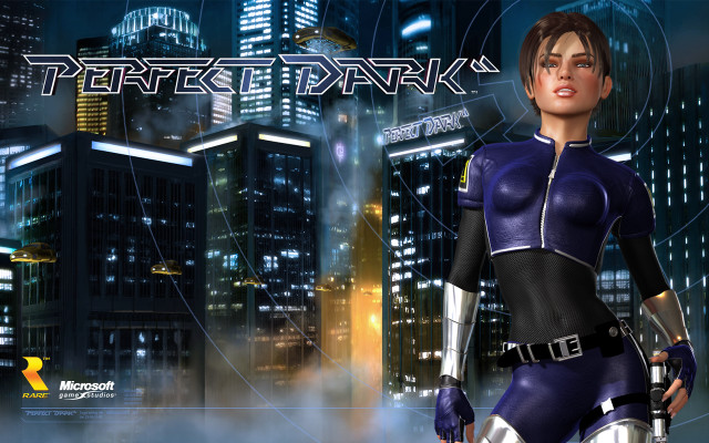 Woman futuristic suit cityscape skyscrapers free wallpaper for desktop - medium preview image