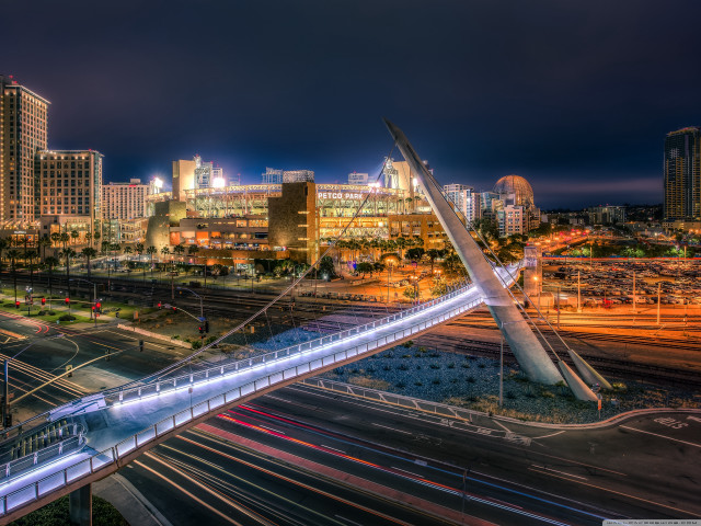 City skyline bridge highway nighttime #2 free wallpaper for desktop - medium preview image