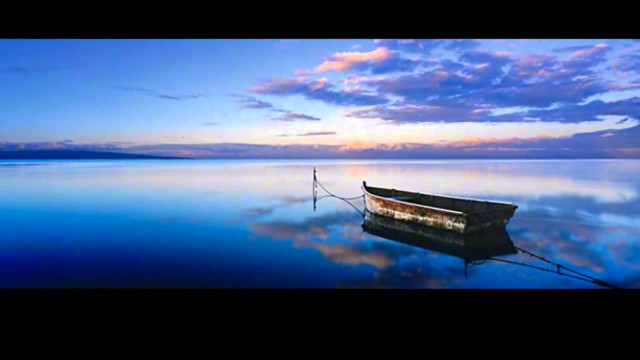 Boat sunset water reflection blue free wallpaper for desktop - medium preview image