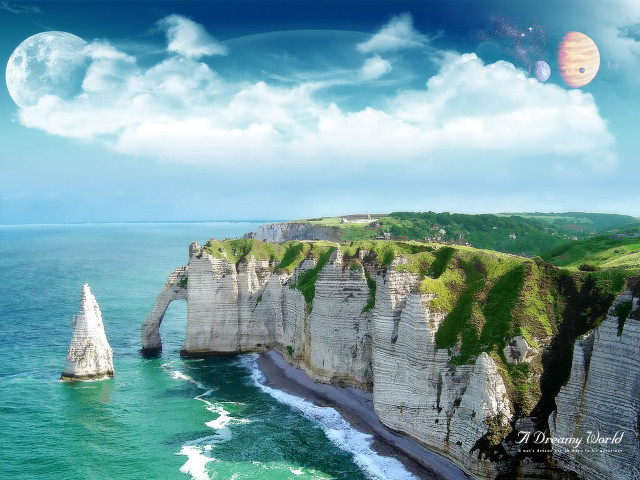Cliff water rock formation scenery free wallpaper for desktop - medium preview image