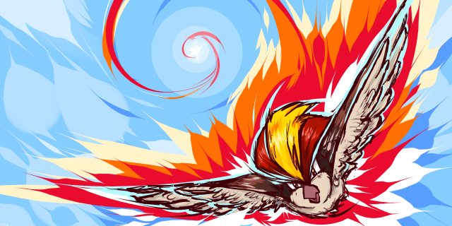 Bird flying red yellow tail free wallpaper for desktop - medium preview image