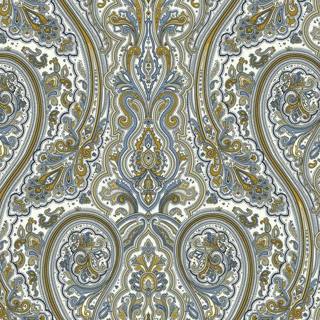 Blue yellow paisley pattern white free wallpaper for tablet - medium preview image