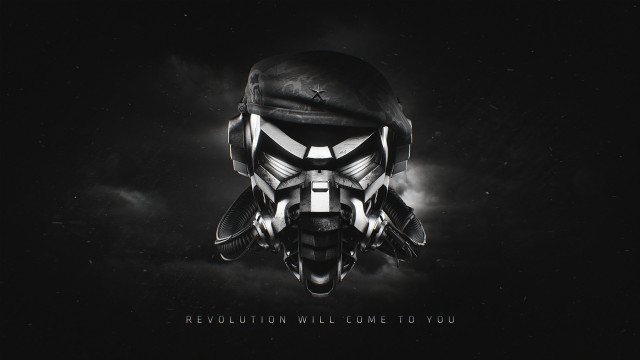 Helmet revolution black white photo free wallpaper for desktop - medium preview image
