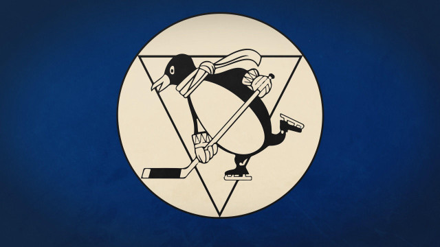 Penguin hockey blue background circle free wallpaper for desktop - medium preview image
