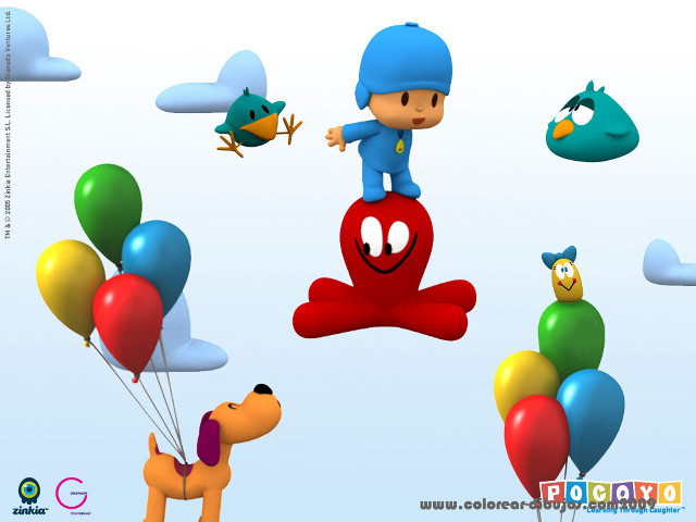 Cartoon character flying balloons dog free wallpaper for desktop - medium preview image