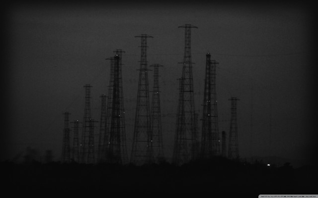 Power lines night sky moon free wallpaper for desktop - medium preview image
