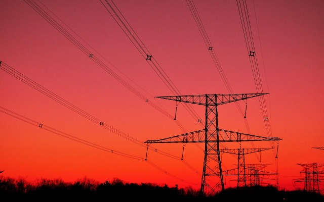 Sunset power lines red sky #7 free wallpaper for desktop - medium preview image