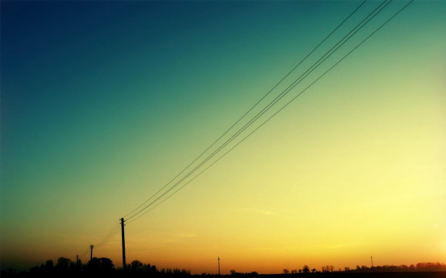 Sunset powerlines telephonepoles city sky free wallpaper for desktop - medium preview image