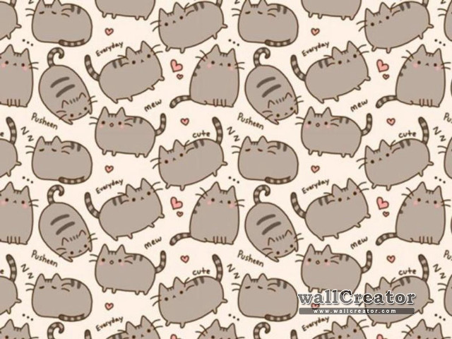 Cats hearts pattern white background free wallpaper for desktop - medium preview image