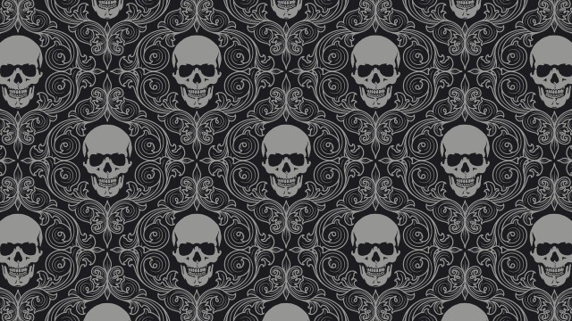 Skull head black background swirls free wallpaper for desktop - medium preview image