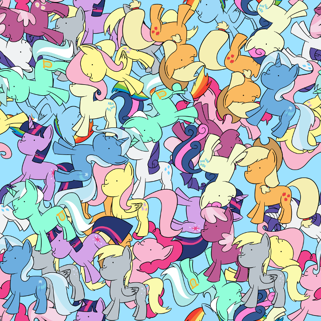 Little ponies pattern blue background free wallpaper for tablet - medium preview image