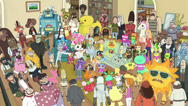 People cartoon characters room gathering free wallpaper for desktop - medium preview image