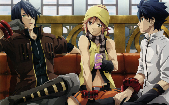 Anime characters bench train station #2 free wallpaper for desktop - medium preview image