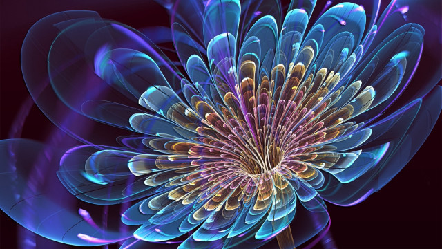 Blue flower purple center fractal free wallpaper for desktop - medium preview image