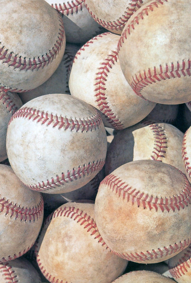 Baseballs pile table top view free wallpaper for mobile - medium preview image