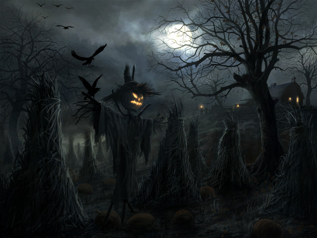 Creepy graveyard full moon bats free wallpaper for desktop - medium preview image
