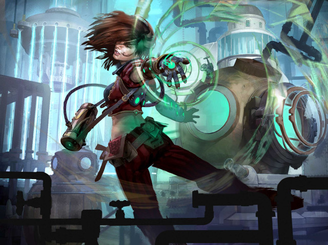 Woman futuristic suit machine gun free wallpaper for desktop - medium preview image