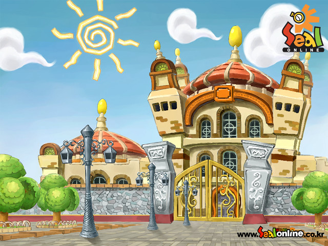 Cartoon castle gate sun sky free wallpaper for desktop - medium preview image