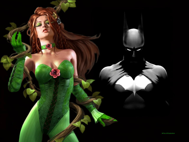 Woman green dress batman black free wallpaper for desktop - medium preview image