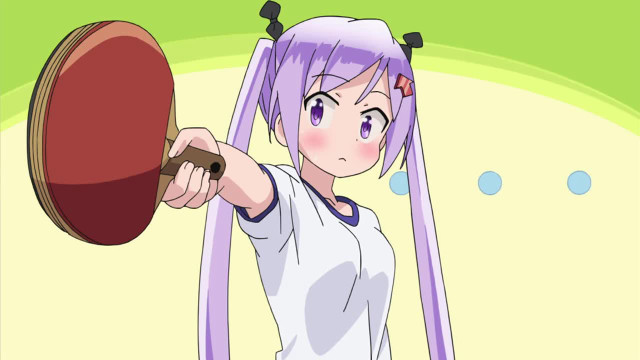 Purple hair woman pingpong foreshortening free wallpaper for desktop - medium preview image