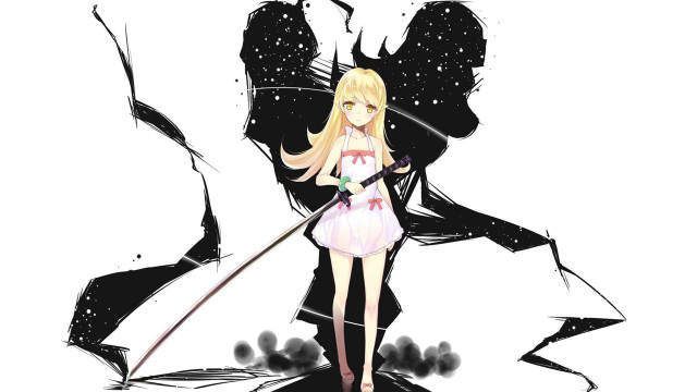 Girl pink dress sword black free wallpaper for desktop - medium preview image